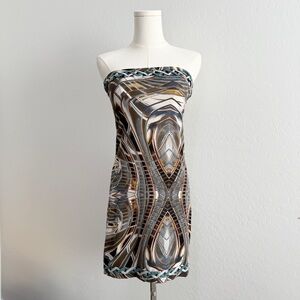 Custo Barcelona Strapless Print Mini Dress sz 1